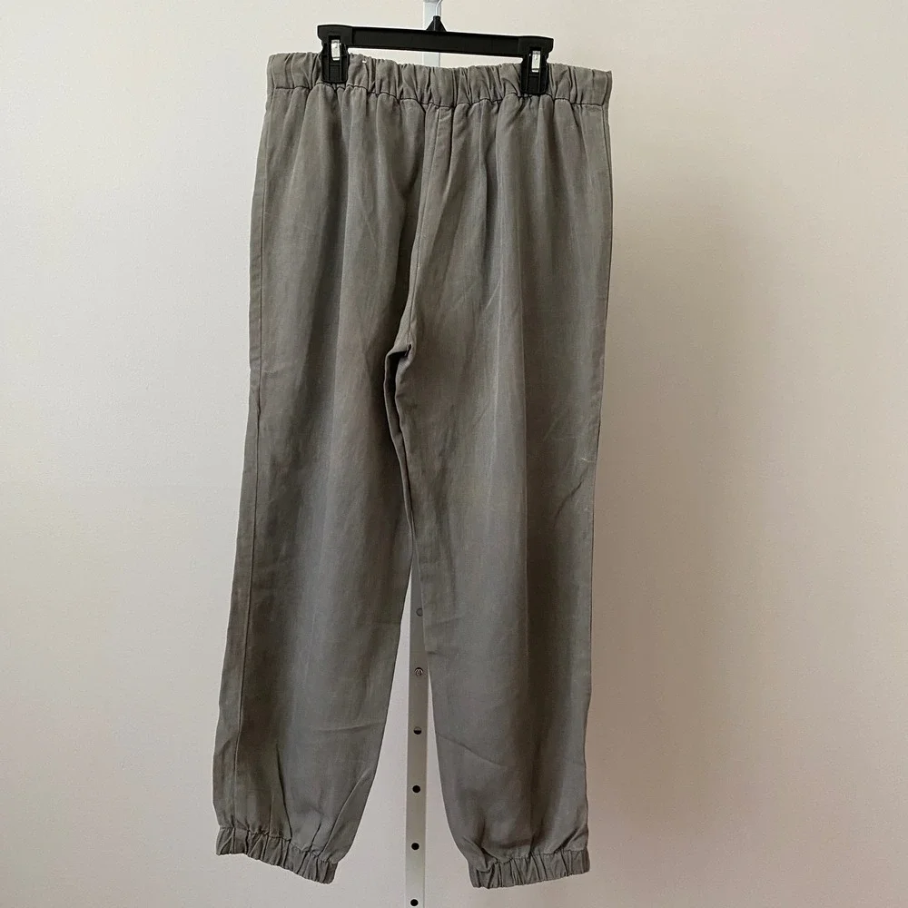 Zara Linen Boho Relaxed Jogger Cargo Pants Medium Gray